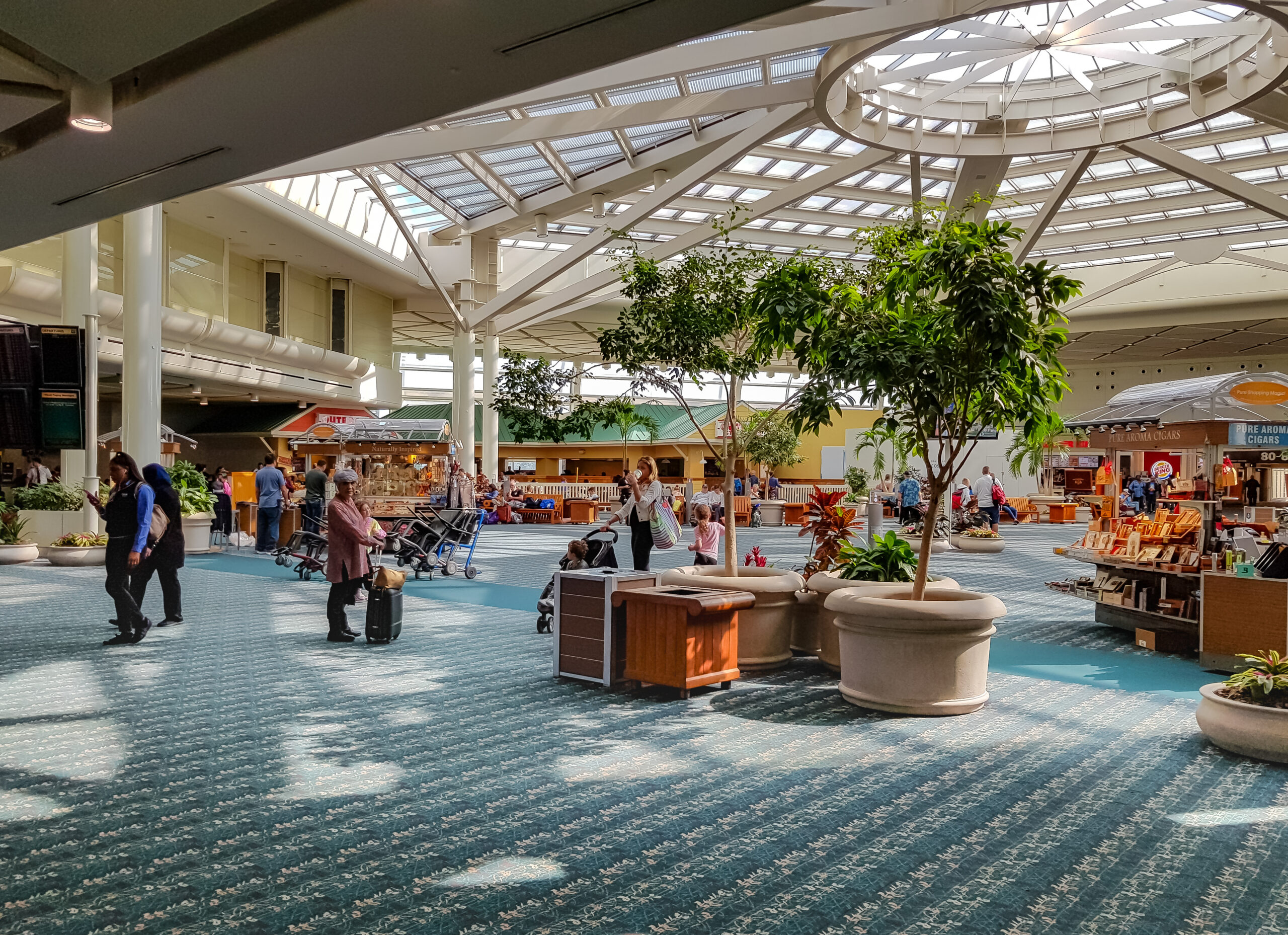 airport with high traffic areas in need of carpet cleaning