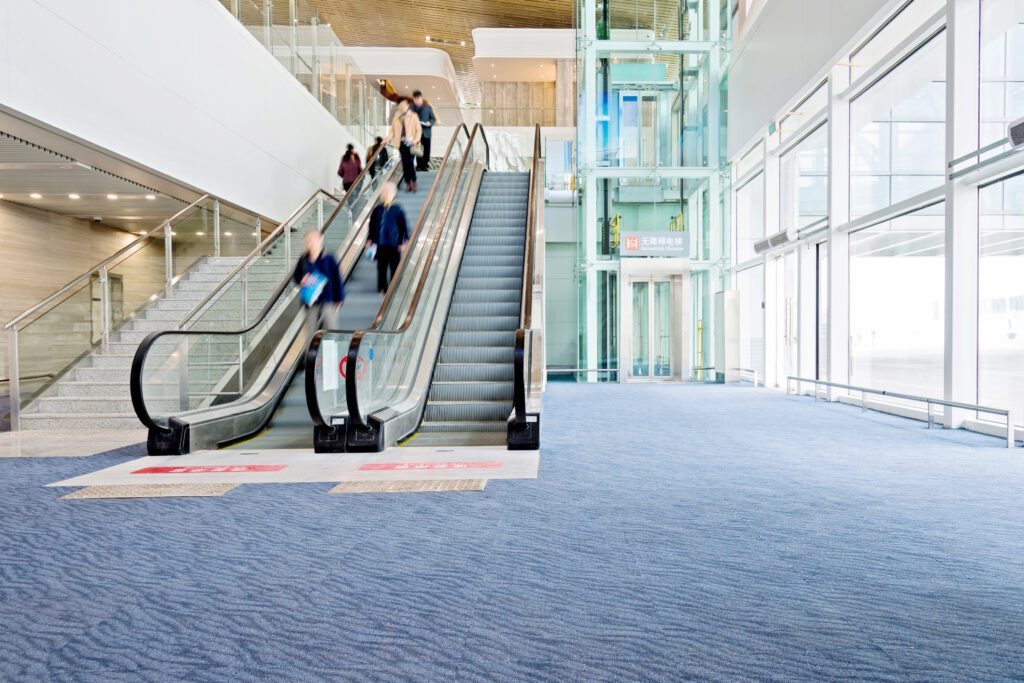 vibrant carpet in a conference center or airport